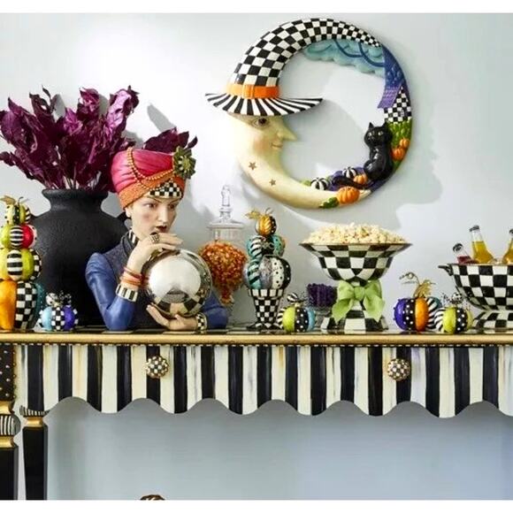 RARE Mackenzie Childs Fortune Teller 18" Courtly Check Figurine Brand New In Box - Picture 4 of 4